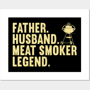 Cool Meat Smoking Art For Father Husband Bbq Meat Griller Posters and Art